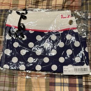 Boden Board Shorts Navy and White Polka Dot With Pink Piping NWT